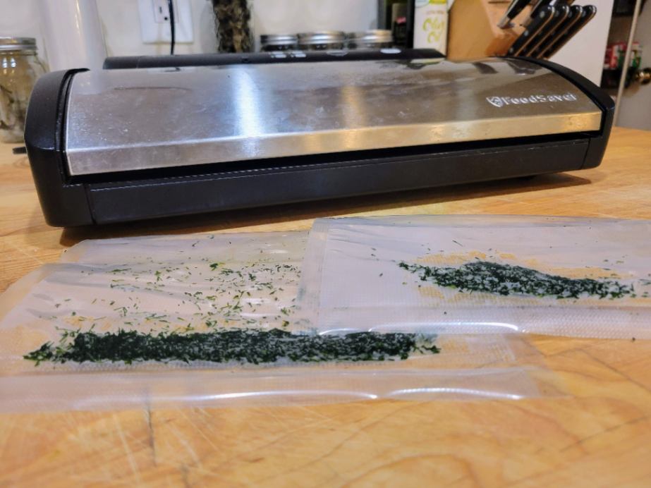 Chopped dill in vacuum sealed bags